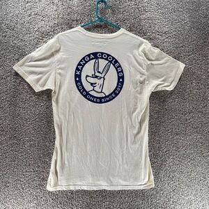 Kanga Coolers Shirt Mens Large Beige Short Sleeves Cotton Casual Logo Crew Neck